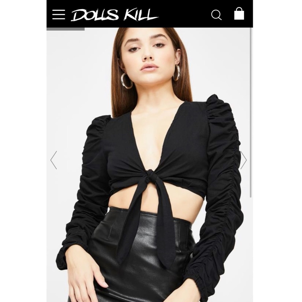 Lioness Jet Black Tie Up crop top